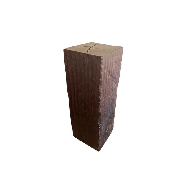 Solid Iron Wood Pedestal With Wood Texture For Sale - Image 6 of 11