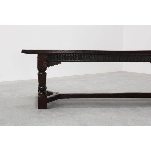 17th Century Belgian Full Dark Oak Dining Table For Sale - Image 3 of 18