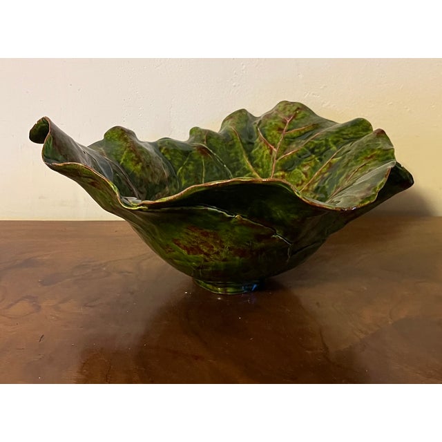 Large Dodie Thayer Sea Grape Leaf Serving or Centerpiece Bowl For Sale - Image 12 of 17