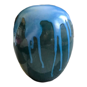 Signed Modernist Stoneware Blue Green Drip Vase / Ceramic Art Studio Pottery