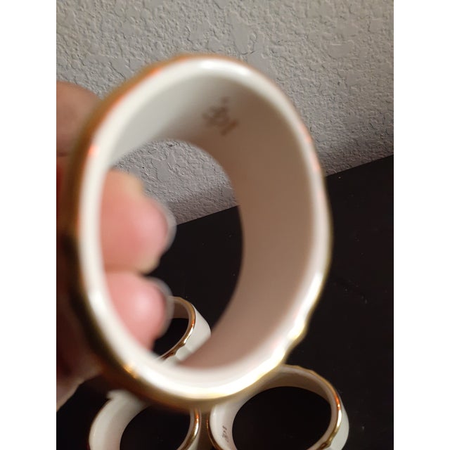 1960s Lenox Usa Fine Porcelain Gilded Beige Napkin Rings- Set of 4 For Sale - Image 4 of 5