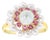 Double Halo Pearl & Ruby Ring 7MM Pearl 14k Yellow Gold, Size 3 For Sale