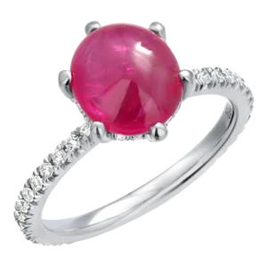 Vintage Blue Nile Platinum Diamond and Ruby 2.75 Carat Engagement Ring Size 5