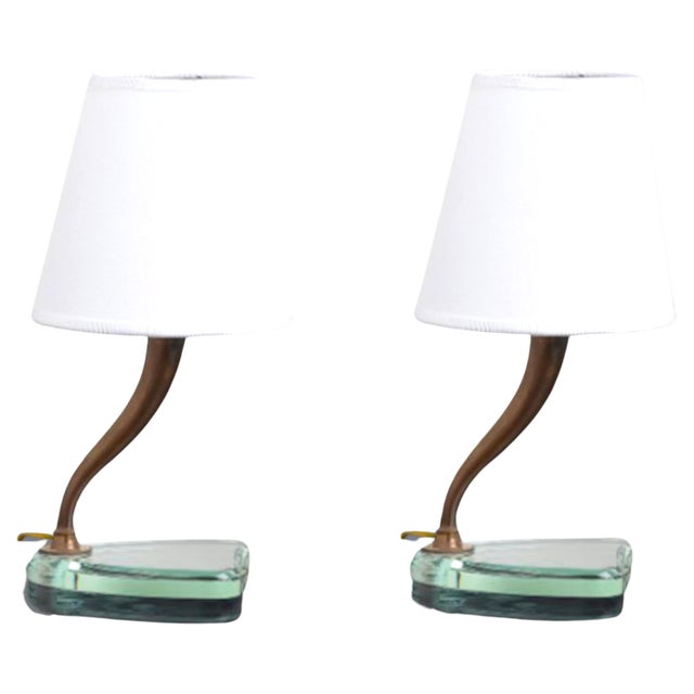 1940s Table Lamps in Crystal and Brass by Emilio Lancia, 1930s For Sale - Image 5 of 5