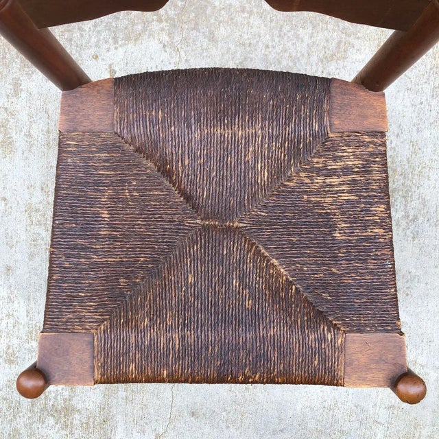 Early 20th Century Pair of Early 20th Century Patinated Ladder Back Chairs For Sale - Image 5 of 7