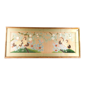 Framed Chinese Nature Scene Watercolor on Silk