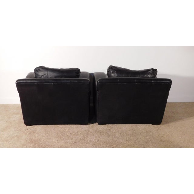 Pair Vintage Massive Ferguson Copeland, Ltd. Tribecca Leather Lounge Club Tub Chairs For Sale - Image 11 of 16