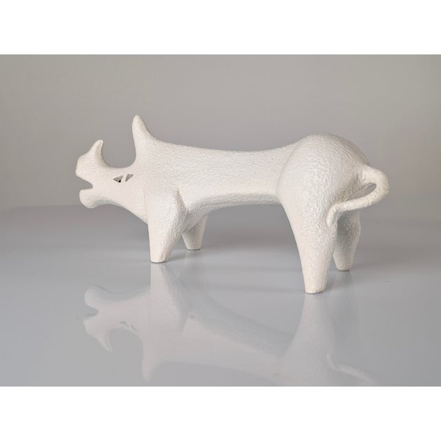 Mid-Century Modern Roberto Rigon, White Rhinoceros, 1970s, Ceramic For Sale - Image 3 of 8