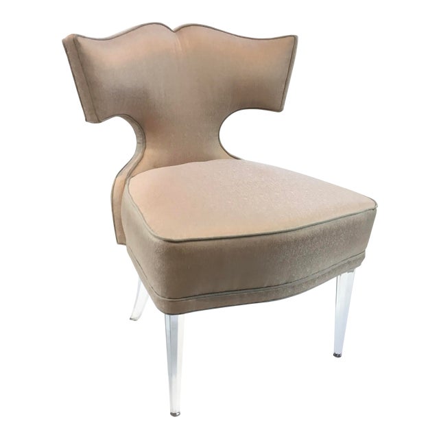 Caracole Couture Modern Blush Upholstered Acrylic Accent Chair Vanity Chair Chairish