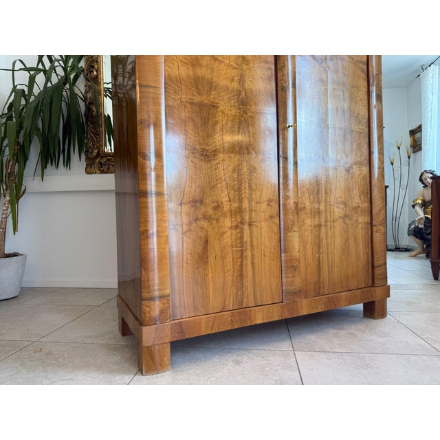 Antique Biedermeier Walnut Veneer Wardrobe For Sale - Image 15 of 17