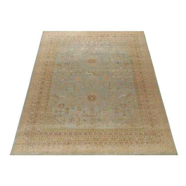 Traditional Rug & Kilim’s Khotan Style Rug With Blue, Gold and Green Floral Pattern For Sale - Image 3 of 7