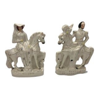 Pair of Mid 19th Century Staffordshire Figures on Horses For Sale