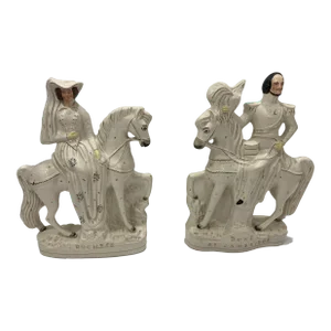 Pair of Mid 19th Century Staffordshire Figures on Horses