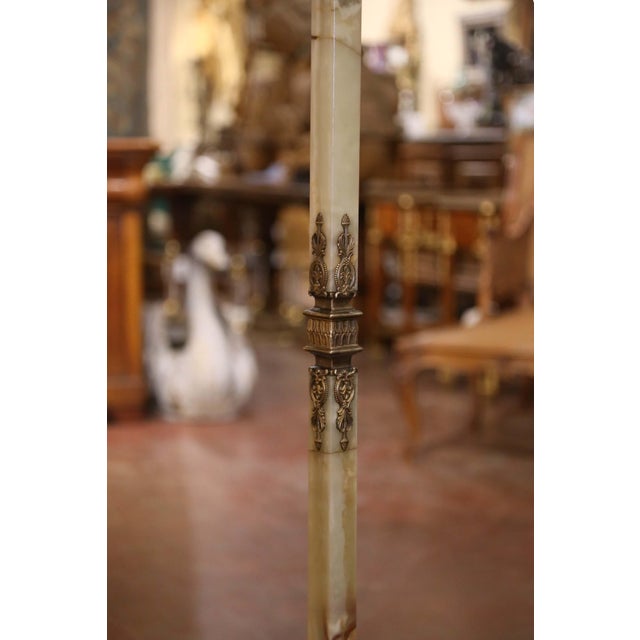 Early 20th Century French Onyx and Patinated Brass Standing Hall Tree For Sale - Image 4 of 9