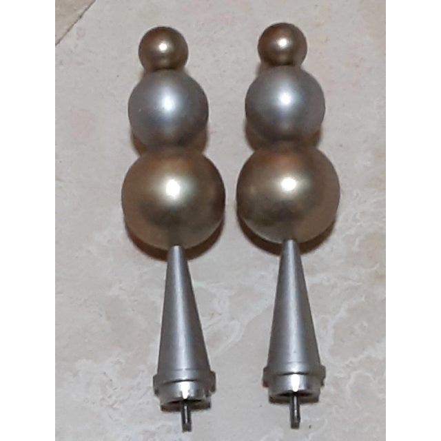 2000 - 2009 Custom Showhouse Heavy Metal 10" Tall Solid Designer Rods/Finials Gold and Silver - 4 Available For Sale - Image 5 of 5