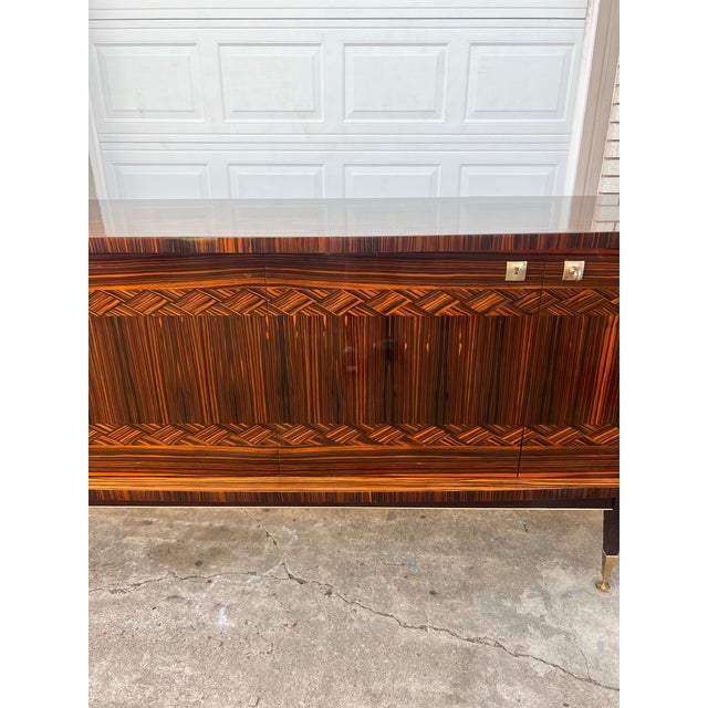 French Art Deco Modern Macassar Ebony Sideboard or Buffet 1940's For Sale - Image 10 of 12