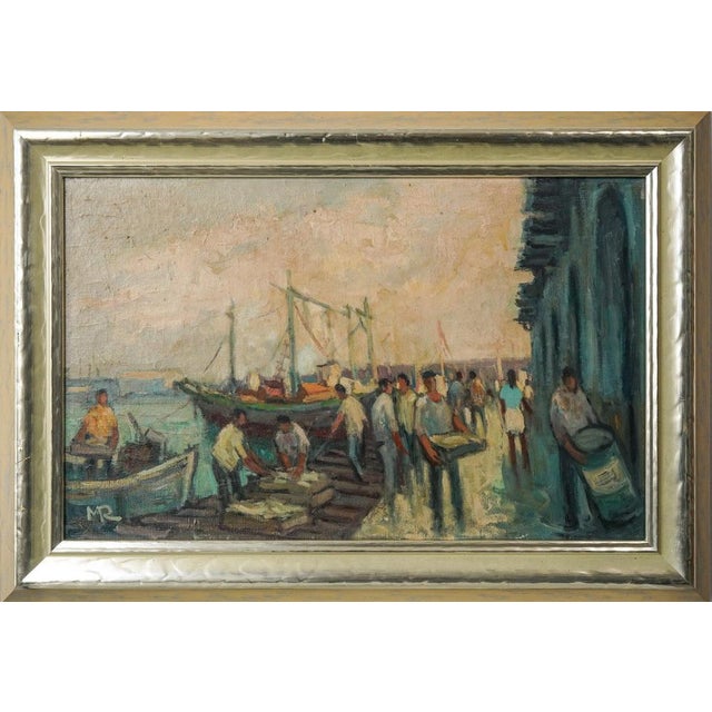 Josep Martinez Romero, Sailors at the Port of Arenys, Oil on Canvas, Framed For Sale - Image 7 of 7