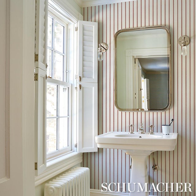 2020s Schumacher Tyla Stripe Wallcovering In Terracotta For Sale - Image 5 of 6