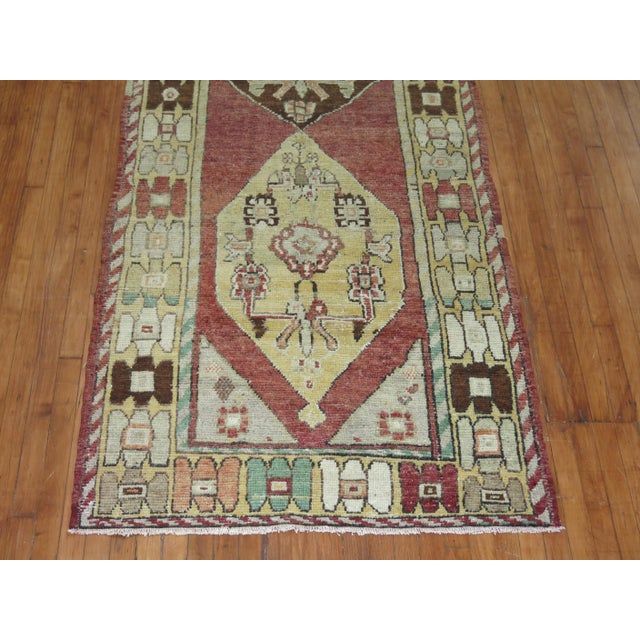 Green 1940s Wide Turkish Anatolian Geometric Runner For Sale - Image 8 of 18