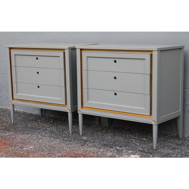 1960s Slate Blue & Gilt Accent Bachelor's Chests A Pair Chairish