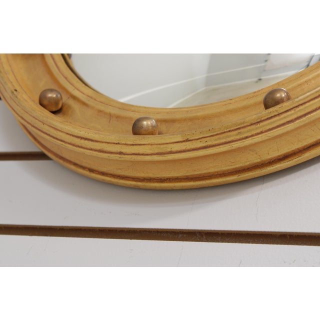 Glass Federal Style Convex Glass Gold Finish Round Mirror For Sale - Image 7 of 15