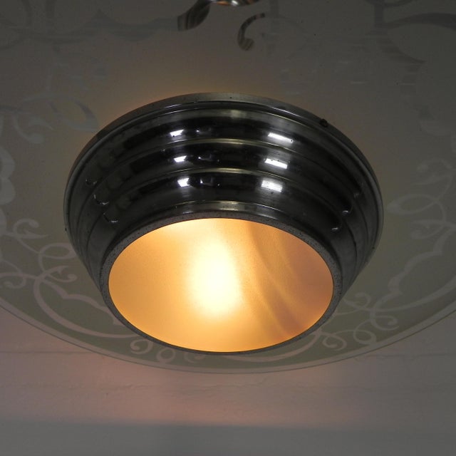 Art Deco Pendant Lamp with Glass Disc, 1930s For Sale - Image 12 of 14