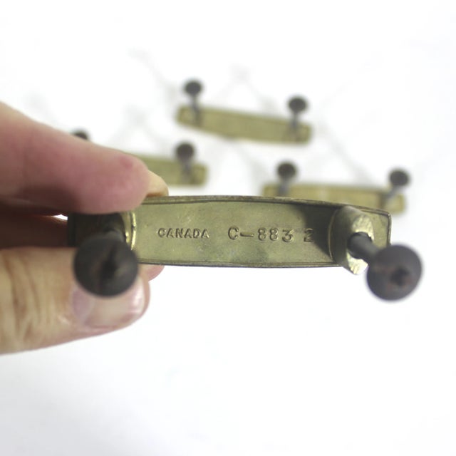 Set of Four Atomic Mid-Century Danish Modern Style Brass Drawer Pulls Rectangular Dresser Handles For Sale - Image 4 of 10