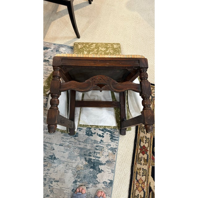 Wood Set of 12 Vintage English Walnut Dining Chairs, Circa 1928 For Sale - Image 7 of 14