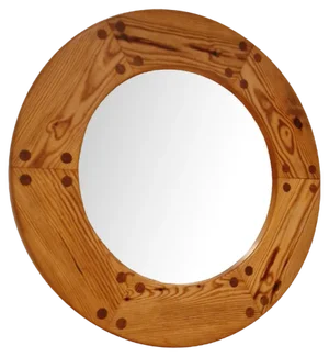Swedish Wall Mirror in Pine by Uno Kristiansson, 1960s