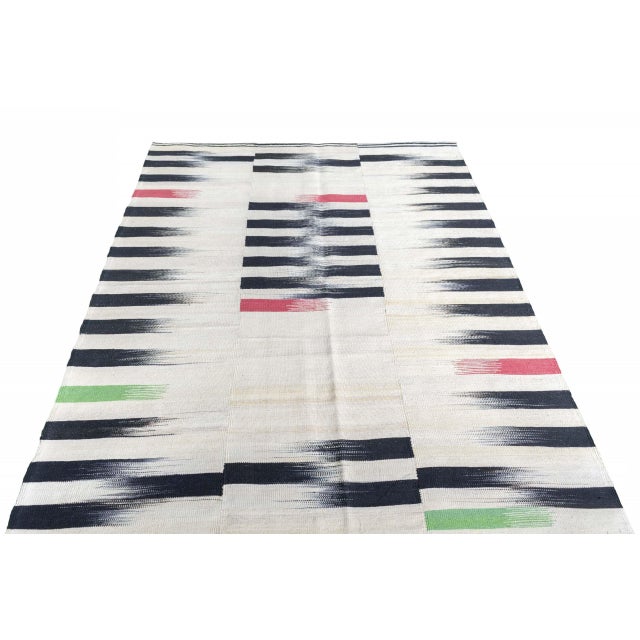 Modern Handwoven Kilim Rug in Striped Pattern For Sale - Image 3 of 7