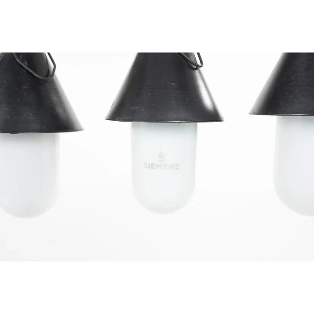 Metal Vintage Metal Opaline Suspension from Siemens, 1930 For Sale - Image 7 of 8