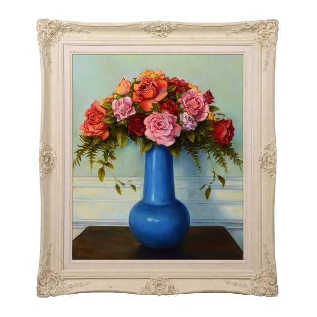 Dirk Foslien "Roses" Oil Painting on Board For Sale - Image 6 of 6