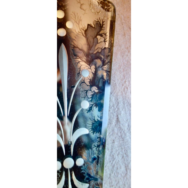 Bronze Venetian Art Deco Etched Mirrored Wall Sconces - a Pair For Sale - Image 8 of 14