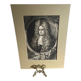 Antique Dutch Portrait Engraving Print - Grandmillennial Fine Art For Sale