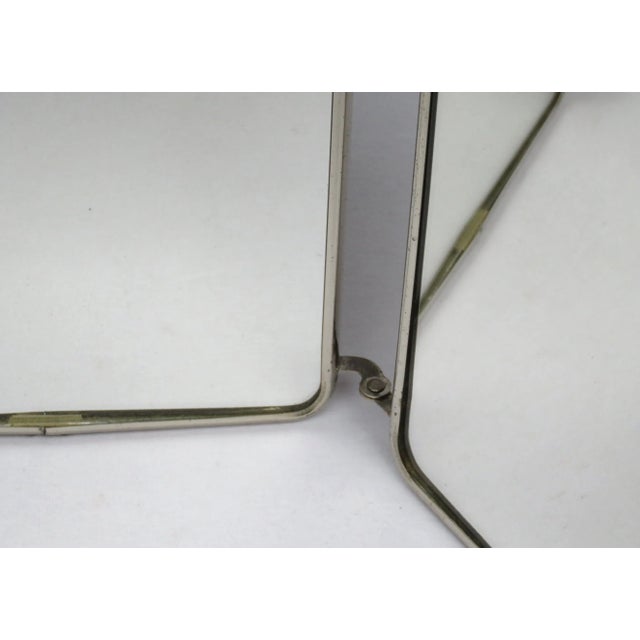 Chrome-Plated Triptych 3-Part Mirror, France, 1940s For Sale - Image 10 of 12