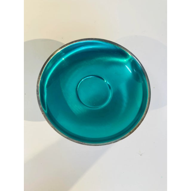 Oneida 1970s Vintage Oneida Silver Plate & Green Enamel Compote For Sale - Image 4 of 4