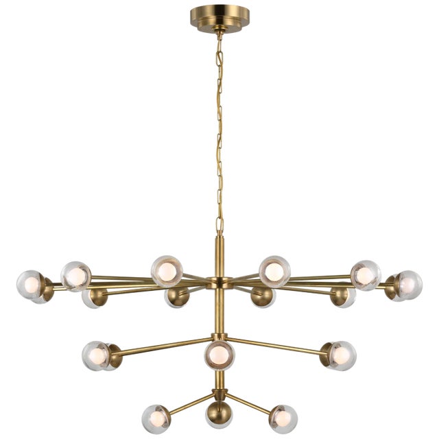 Modern Kate Spade New York for Visual Comfort Signature Alloway Large Chandelier in Soft Brass with Clear Glass For Sale - Image 3 of 6