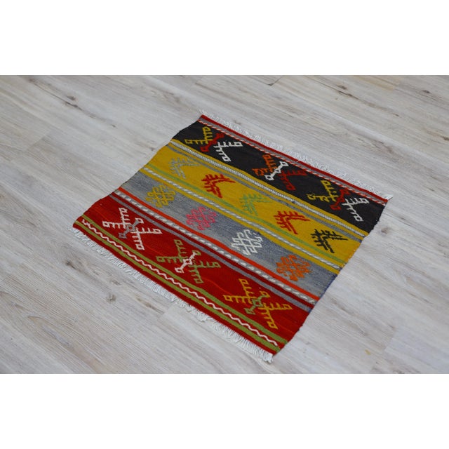 Tribal 1960s Tribal Turkish Embroidered Flatweave Colorful Kilim Rug For Sale - Image 3 of 11
