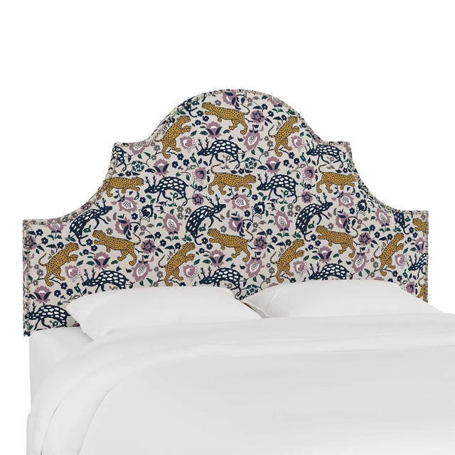 Halsted Headboard in Mustard Plum Leopard, King For Sale