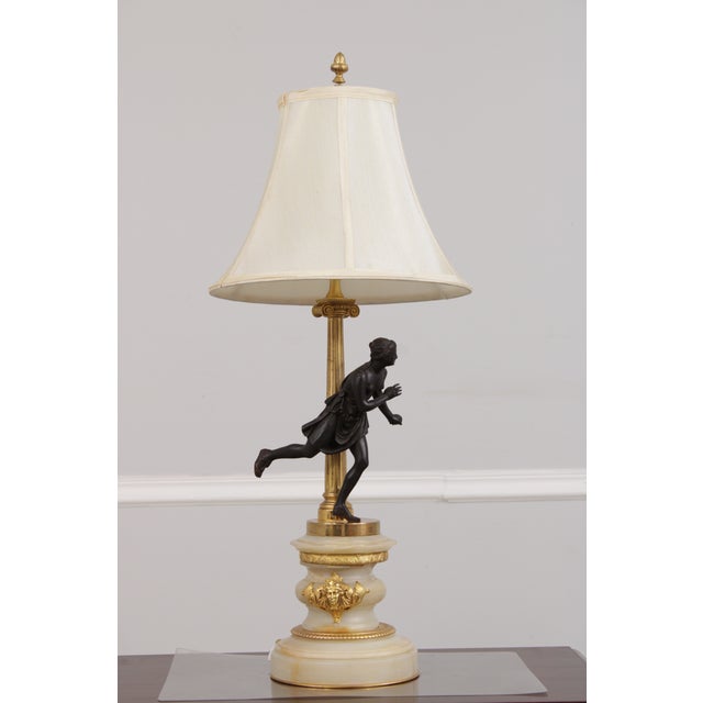 Figurative Antique French Empire Figural Bronze & Marble Figural Lamps - a Pair For Sale - Image 3 of 18