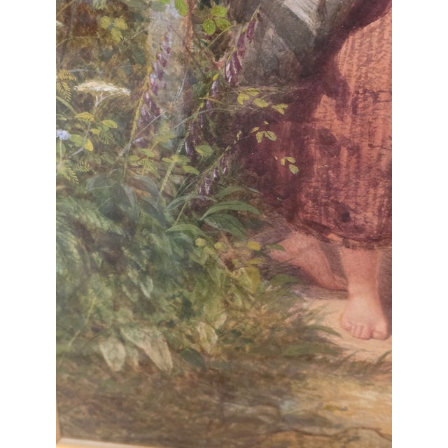 Green 19th Century Watercolor Painting of Sisters by David Hardy For Sale - Image 8 of 14