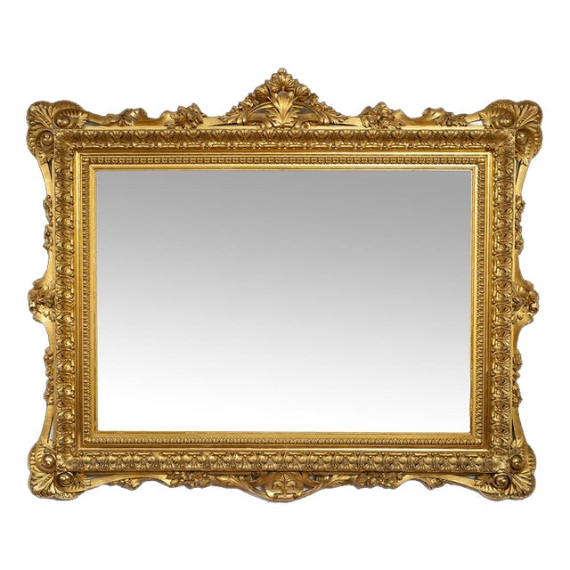 Antique Roman Mirror in Gilded & Carved Wood, Early 19th Century For Sale