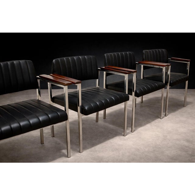 1960s Armchair in Steel, Leather & Rosewood Unknown, 1960s For Sale - Image 5 of 11