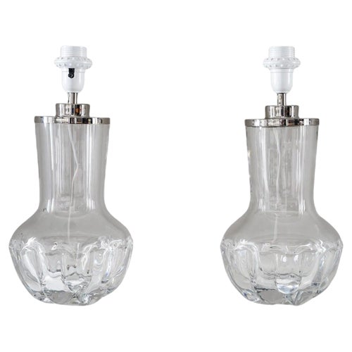 Swedish Table Lamps by Olle Alberius for Orrefors, 1970s, Set of 2