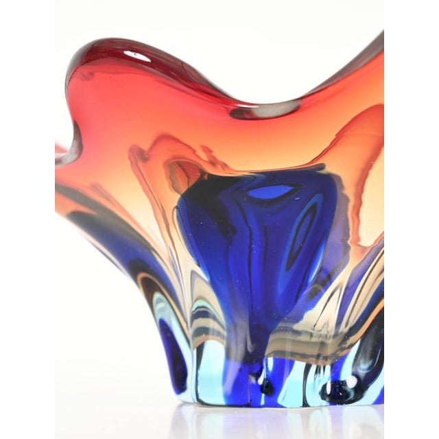 Glass Large Sommerso Red and Blue Murano Glass Centerpiece from Seguso, 1970s For Sale - Image 7 of 13