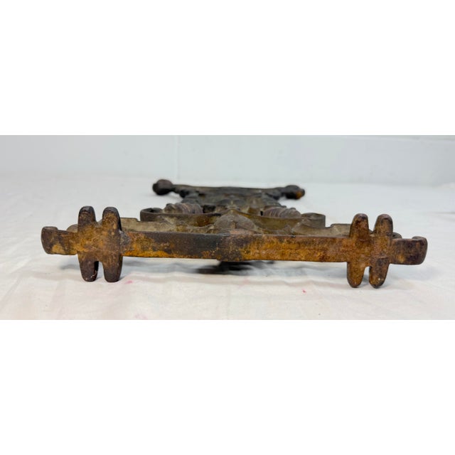 Antique Ornate 1800's Victorian Cast Iron Lion Head Cold Painted Table Bench Leg For Sale - Image 4 of 9