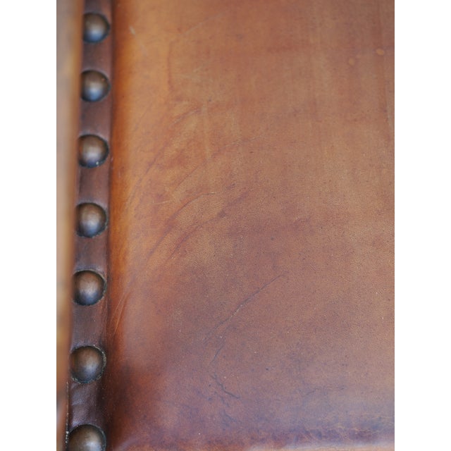 Early 20th Century English Gothic Arts & Crafts Wood and Leather Arm Chair For Sale - Image 10 of 12