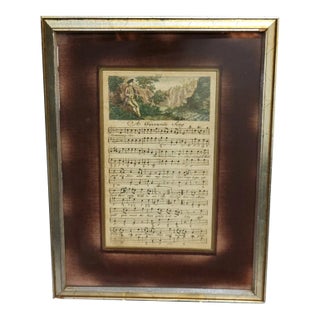 Framed Late 18th-Century Hand-Tinted Engraved Sheet Music "A Favorite Song", Circa 1780 For Sale