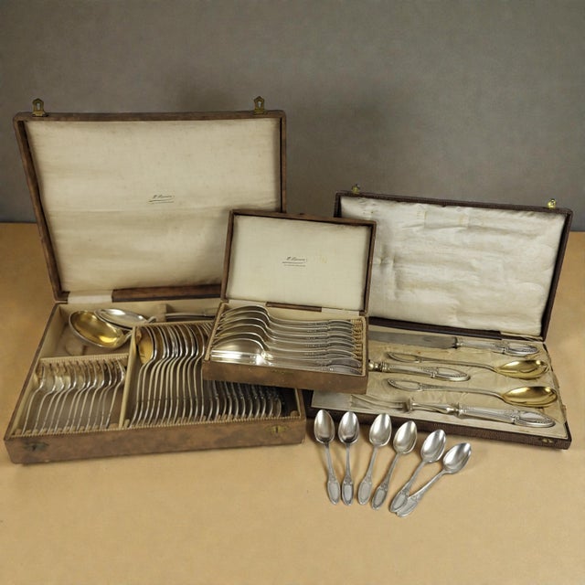 Antique Silver-Plated Flatware Set by Maison Ercuis, 1890s, Set of 61 For Sale - Image 14 of 14