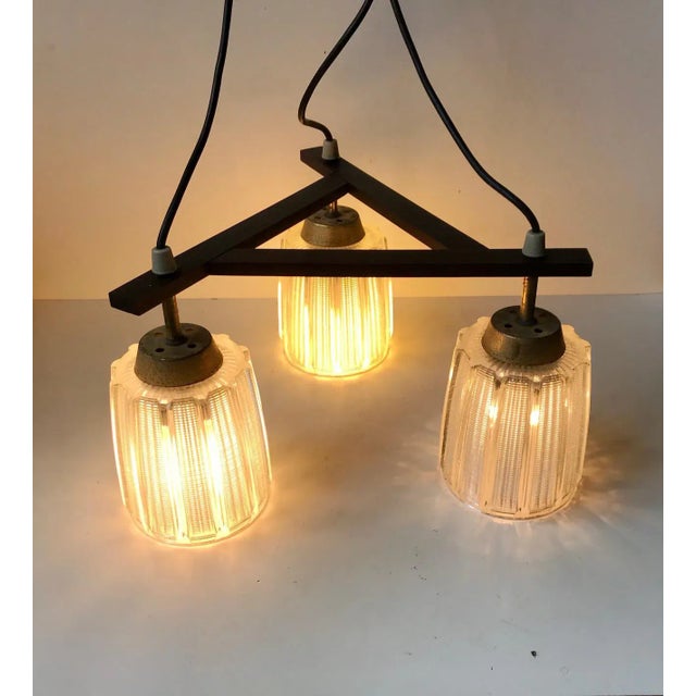 Mid-Century Danish Brass and Glass Ceiling Lamp, 1950s For Sale - Image 4 of 7